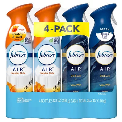 Febreze Air Freshener, 4-Pack (2 x Hawaiian Aloha, 2 x Ocean, 8.8 oz.)