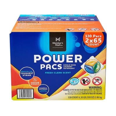 LI-Member's Mark Laundry Detergent Power Pacs, Fresh Clean Scent 130 ct.