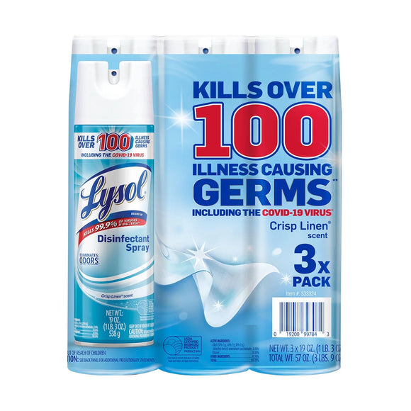 Lysol Disinfectant Spray, Crisp Linen Scent (19 oz., 3 ct.)