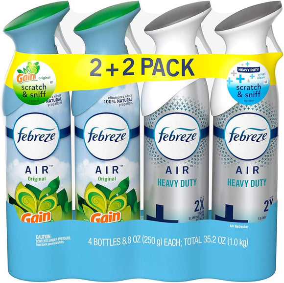 Febreze Air Freshener, 4-Pack (2 x Gain Original, 2 x Heavy Duty, 8.8oz.)