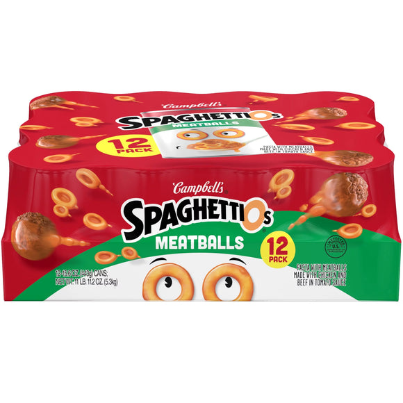 Campbell's Spaghettios Canned Pasta with Meatballs (15.6 oz., 12 pk.)